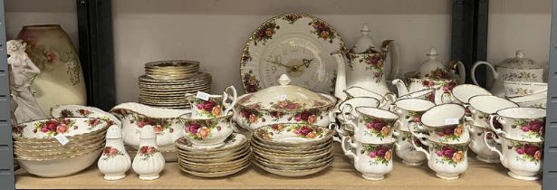 ROYAL ALBERT OLD COUNTRY ROSES PORCELAIN DINNER & TEAWARE ON SHELF Condition Report: