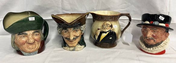 3 ROYAL DOULTON CHARACTER JUGS - BEEFEATER, TOBY PHILPOTTS, ETC,
