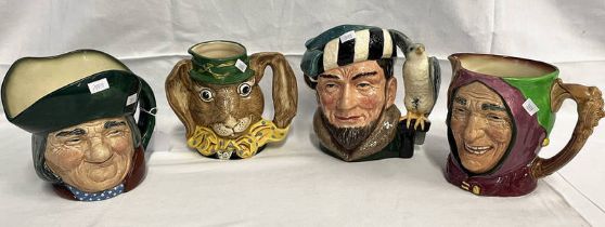 4 ROYAL DOULTON CHARACTER JUGS - THE MARCH HARE, THE FALCONER,