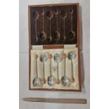 SILVER PAPER KNIFE LONDON 1973, CASED SET OF 6 SILVER SPOONS,