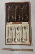 SILVER PAPER KNIFE LONDON 1973, CASED SET OF 6 SILVER SPOONS,