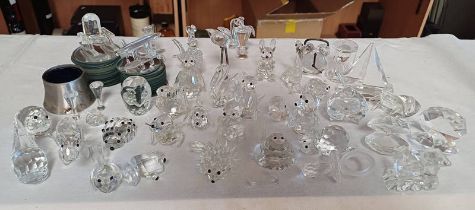 EXCELLENT SELECTION OF SWAROVSKI ANIMALS & OTHER CUT GLASS FIGURES