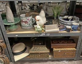 3 X 19TH CENTURY BOXES, VARIOUS PORCELAIN BLUE & WHITE WARE,