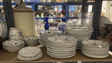 LARGE SELECTION OF JOHNSTON BROS BLUE & WHITE DINNERWARE ON 1 SHELF