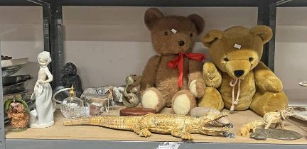 NAO FIGURE, HARDSTONE SCULPTURE OF A CROCODILE 50CM LONG, TEDDY BEARS,