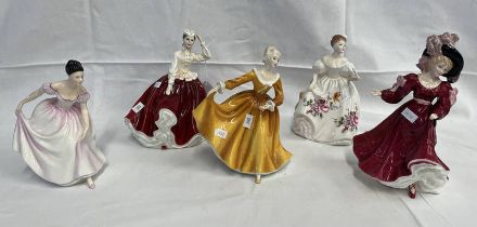 5 ROYAL DOULTON FIGURES TO INCLUDE PATRICIA HN3365, MARILYN HN 3002, GAIL HN2937 , ETC.