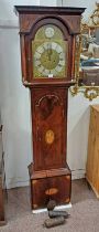 MAHOGANY LONGCASE WITH BRASS & SILVER DIAL MARKED THO, DUFFUS LUNCARTY,