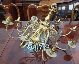 BRASS CENTRE LIGHT FITTING WITH 8 ARMS