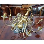 BRASS CENTRE LIGHT FITTING WITH 8 ARMS