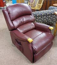 RED LEATHER RECLINING ARMCHAIR