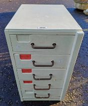 PAINTED 5 DRAWERS FILING CHEST STAMPED ELIZABETH REGINA TO BASE