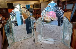 PAIR OF VENETIAN STYLE TRIPTYCH DRESSING TABLE MIRRORS