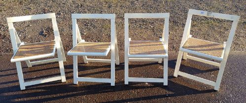SET OF 4 FOLDING CHAIRS WITH PAINTED FRAMES & BERGERE PANEL SEATS