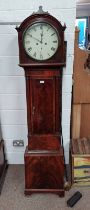 19TH CENTURY MAHOGANY LONGCASE CLOCK WITH PAINTED DIAL SIGNED 'S ABERNETHY,