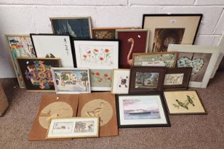 LARGE SELECTION OF FRAMED PRINTS, EMBROIDERIES ETC.