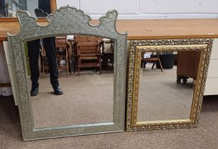 EASTERN STYLE MIRROR WITH SILVERED FRAME,