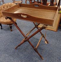 19TH CENTURY MAHOGANY BUTLERS TRAY ON FOLDING STAND