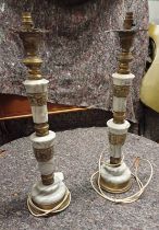 PAIR OF ORIENTAL BRASS MOUNTED MARBLE TABLE LAMPS 70CM TALL
