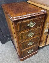 19TH CENTURY WALNUT CHEST WITH 4 DRAWERS & BRASS HANDLES ON PLINTH BASE,