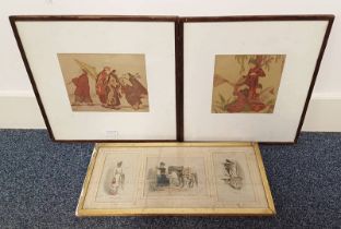 3 FRAMED EASTERN STYLE PICTURES,