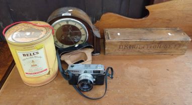 MANTLE CLOCK, CANONET QL25 CAMERA,