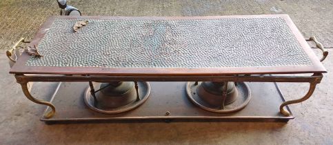 COPPER & BRASS HOT PLATE WITH PARAFFIN BURNER STAMPED RD 412398