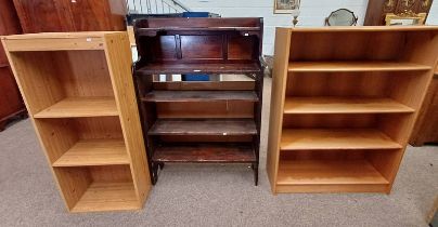 OAK OPEN BOOKCASE & 2 OTHER BOOKCASES