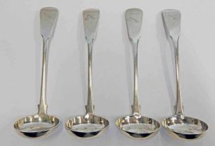 SET OF 4 SCOTTISH SILVER FIDDLE PATTERN TODDY LADLES BY ALEXANDER CAMERON DUNDEE,