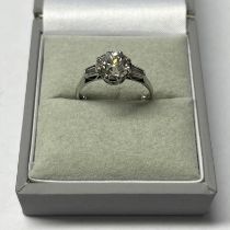 ART DECO DIAMOND SINGLE STONE RING, THE CIRCULAR CUT DIAMOND APPROX. 1.