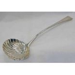 GEORGE III SILVER SOUP LADLE WITH FLUTED BOWL BY SOLOMON HOUGHAM,