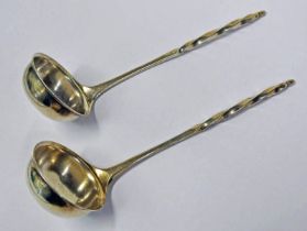 PAIR GEORGE III SCOTTISH SILVER TODDY LADLES WITH TWIST STEMS BY W & P CUNNINGHAM CIRCA 1810 - 74 G