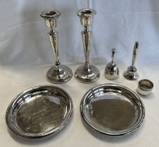 SILVER HANDLED TABLE BELL, CHRISTOFLE SILVER PLATED TABLE BELL, 800 SILVER NAPKIN RING,