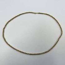 9CT GOLD ROPE TWIST CHAIN NECKLACE - 52.5 CM LONG, 7.
