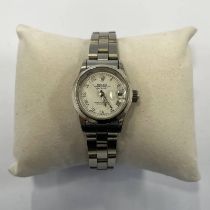 ROLEX DATEJUST STAINLESS STEEL LADIES WRISTWATCH Condition Report: No box or papers.