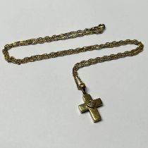 9CT GOLD CHAIN & 9CT GOLD CROSS