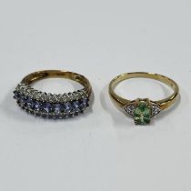 2 X 9CT GOLD DIAMOND & GEM SET RINGS - 4.