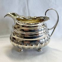 GEORGIAN SILVER CREAM JUG WITH HALF FLUTED DECORATION BY ROBERT PEPPIN,