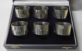 6 SILVER NAPKIN RINGS WITH INTERESTING HALLMARKS,