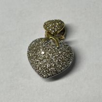 18K GOLD DIAMOND PAVE SET HEART SHAPED PENDANT - 2.