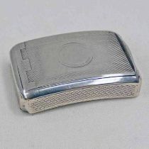 GEORGE III SILVER CONCAVE SNUFF BOX WITH GILT INTERIOR BY ALEXANDER STRACHAN, LONDON 1806 - 4.