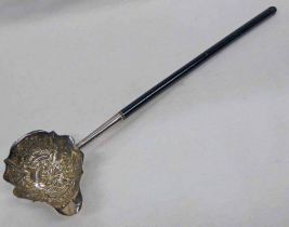 GEORGE III SILVER TODDY LADLE WITH EMBOSSED DECORATION BY WILLIAM KERSILL LONDON 1769 - 34CM LONDON