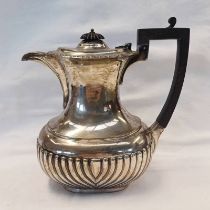 SILVER WATER JUG WITH HALF FLUTED DECORATION,