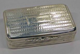 WILLIAM IV SILVER SNUFF BOX WITH ENGRAVED DECORATION & GILT INTERIOR BY THOMAS SHAW,