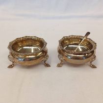 PAIR OF SILVER CIRCULAR SALTS,