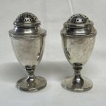 MATCHED PAIR OF GEORGE III SILVER PEPPER POTS BY JOHN EMES, LONDON 1804 & HENRY GREEN,
