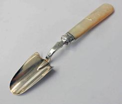 MOTHER OF PEARL HANDLED SILVER STILTON SCOOP,