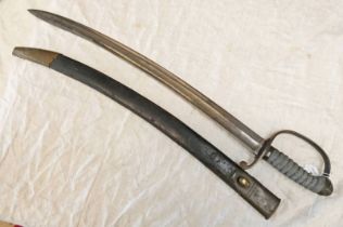 VICTORIAN POLICE SWORD, 61CM BLADE, BRASS HILT WITH D-SHAPE GUARD,