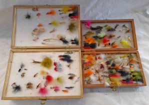 TWO MULTI SECTION FLY BOXES WITH A GOOD SELECTION OF FLYS