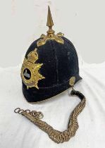 LINCOLNSHIRE REGIMENT OFFICERS BLUE CLOTH HELMET 1902-14, CROWNED STAR PATTERN FRONT PLATE,