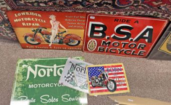 REPRODUCTION MOTORCYCLE SIGNS TO INCLUDE NORTON, BSA,